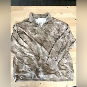 NWT Jax & Lennon Adult 1/4 Zip Pullover in Tan Stonewash, L